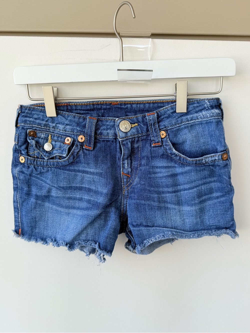 True Religion Jeans Girls Dolly Cut Off Denim Shorts size 12